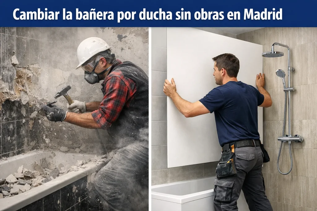 Cambiar la bañera por ducha sin obras en Madrid: guía real